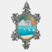 Delphine, die im Ozean brechen Schneeflocken Zinn-Ornament (Links)