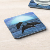 Delphine durch Mondlicht Untersetzer (Linke Seite)
