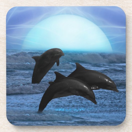 Delphine durch Mondlicht Untersetzer (Vorderseite)
