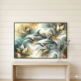 Delphine Golden Botanical Dreamscape Leinwanddruck
