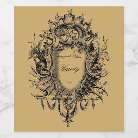 Delphine & Grapevine Cartouche Template Weinetikett (Einzelnes Label)