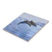 Delphine im klaren, blauen Meer Fliese (Seite)