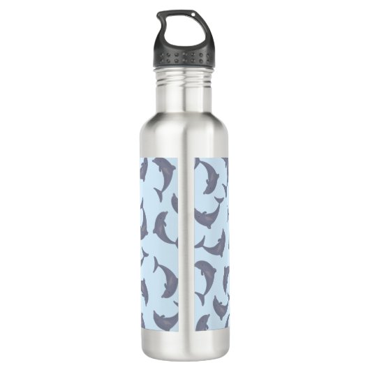 Delphine im Meeresmuster Edelstahlflasche (Rückseite)