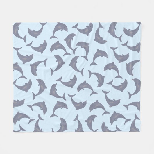 Delphine im Meeresmuster Fleecedecke (Vorderseite (Horizontal))
