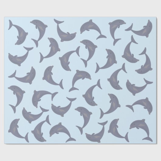 Delphine im Meeresmuster Geschenkpapier (Flach)