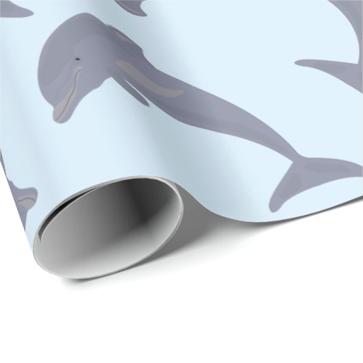 Delphine im Meeresmuster Geschenkpapier (Rolleneckpunkt)