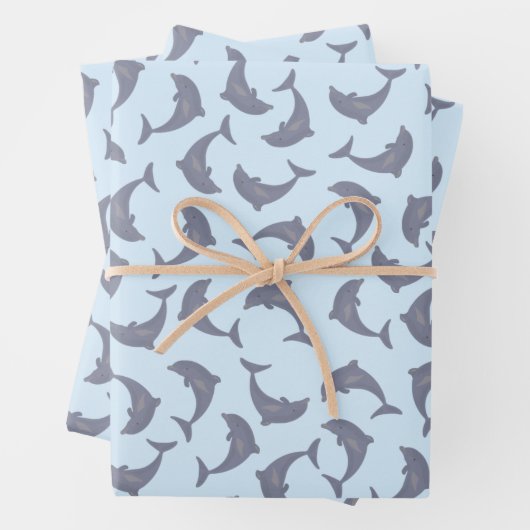 Delphine im Meeresmuster Geschenkpapier Set (Beispiel)