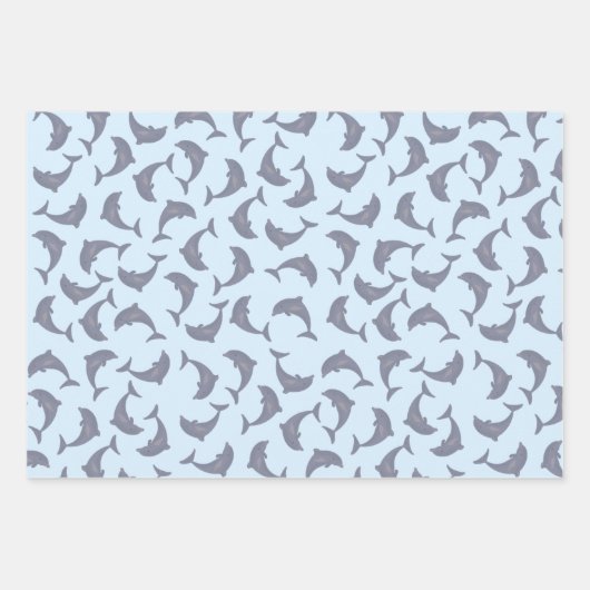 Delphine im Meeresmuster Geschenkpapier Set (Vorderseite)