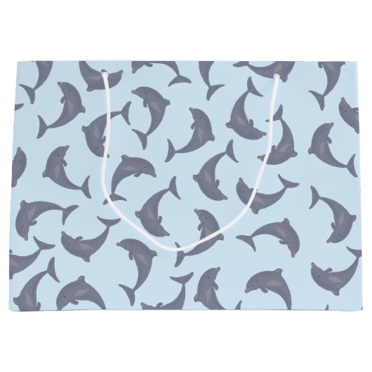 Delphine im Meeresmuster Große Geschenktüte (Vorderseite)