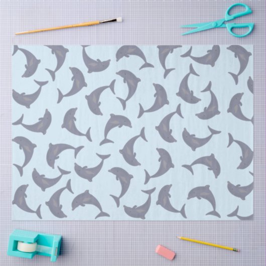 Delphine im Meeresmuster Seidenpapier (Basteln)