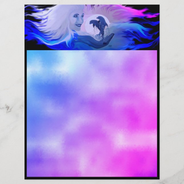 Delphine im Mondschein Briefbogen (Vorderseite)