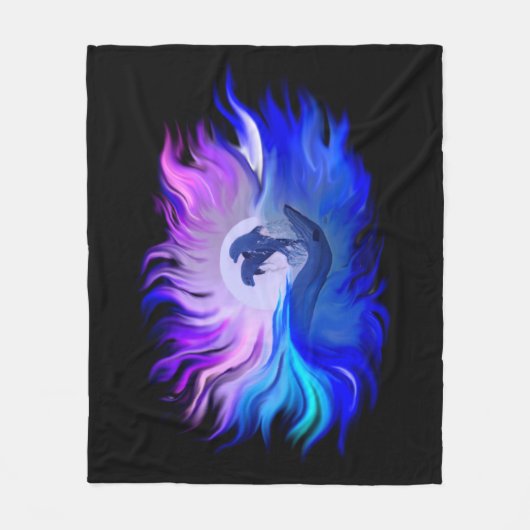 Delphine im Mondschein Fleecedecke (Vorderseite)