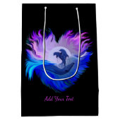 Delphine im Mondschein , Herz, Ihren Text hinzufüg Mittlere Geschenktüte (Rückseite)