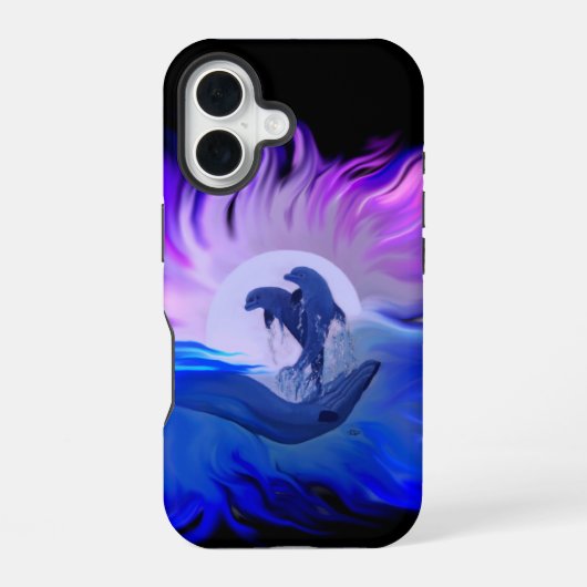 Delphine im Mondschein iPhone 16 Hülle (Rückseite)