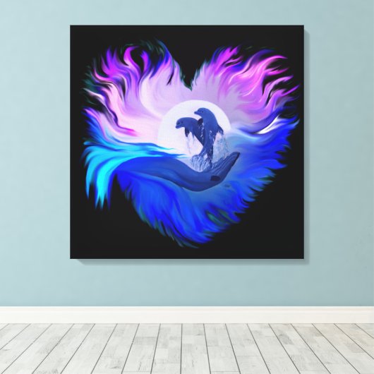 Delphine im Mondschein Leinwanddruck (Insitu (Holzboden))