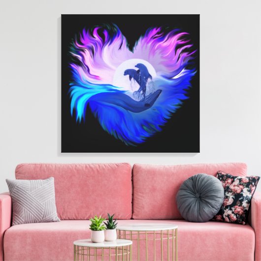 Delphine im Mondschein Leinwanddruck (Insitu (Wohnzimmer))