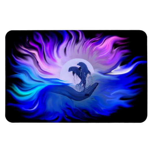 Delphine im Mondschein Magnet (Horizontal)