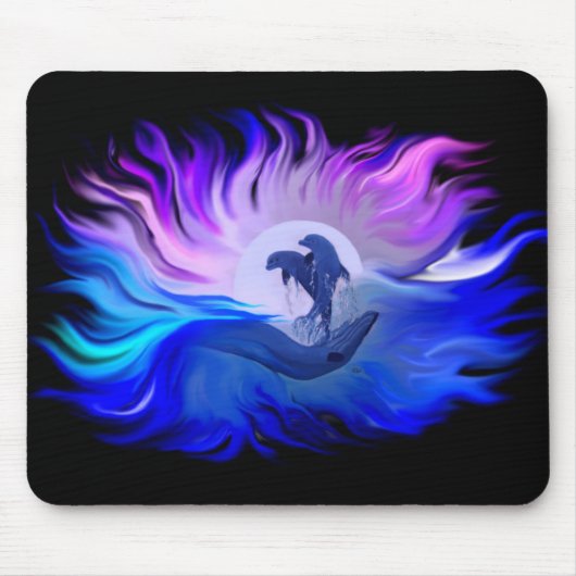 Delphine im Mondschein Mousepad (Vorne)