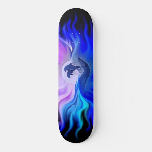 Delphine im Mondschein Skateboard (Vorderseite)