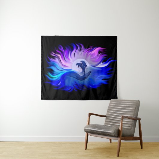 Delphine im Mondschein Wandteppich (Beispiel (Horizontal))