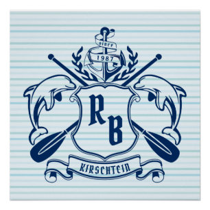 Delphine im Nautischen Wappen Anchor Oars Shield C Poster