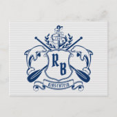 Delphine im Nautischen Wappen Anker Oars Laurel Sh Postkarte (Vorderseite)