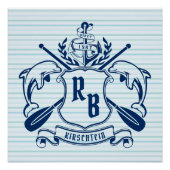 Delphine im Nautischen Wappen Anker Oars Schild Kü (Vorderseite)