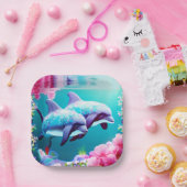 Delphine im Ozean Leben mit Blume Pappteller (Party)