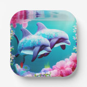 Delphine im Ozean Leben mit Blume Pappteller (Vorderseite)