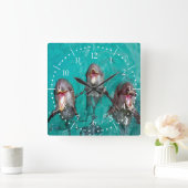Delphine im Ozean singen Quadratische Wanduhr (Zuhause)