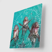 Delphine im Ozean singen Quadratische Wanduhr (Winkel)