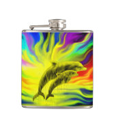 Delphine im Sonnenschein Flachmann (Vorderseite)