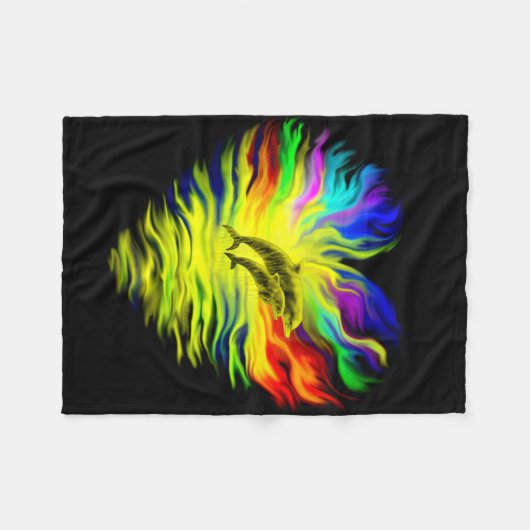 Delphine im Sonnenschein Fleecedecke (Vorderseite (Horizontal))