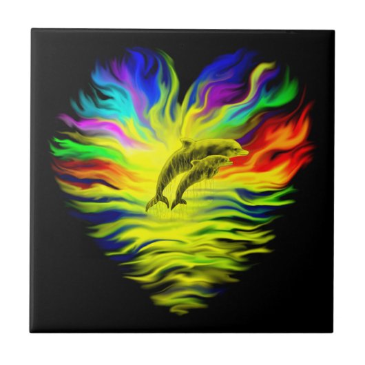 Delphine im Sonnenschein Fliese (Vorderseite)