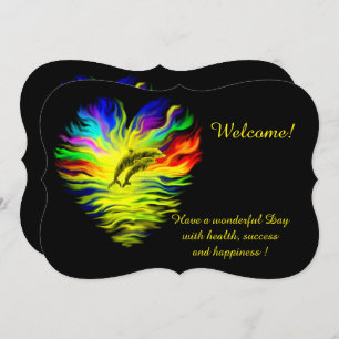 Delphine im Sonnenschein, fügen Sie Ihren Text Ein Einladung