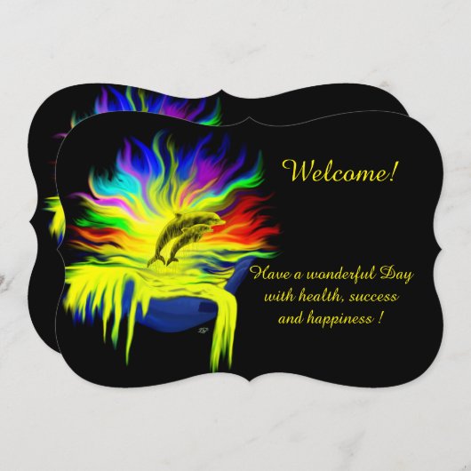 Delphine im Sonnenschein , Ihren Text hinzufügen Einladung (Vorne/Hinten)