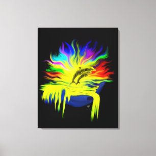 Delphine im Sonnenschein mit der Hand Leinwanddruck