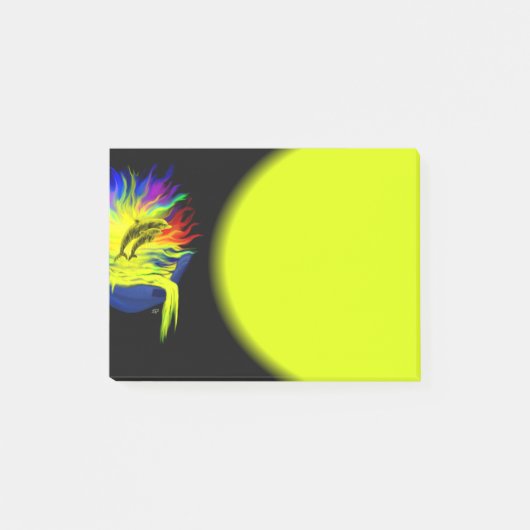 Delphine im Sonnenschein mit der Hand Post-it Klebezettel (Vorderseite)