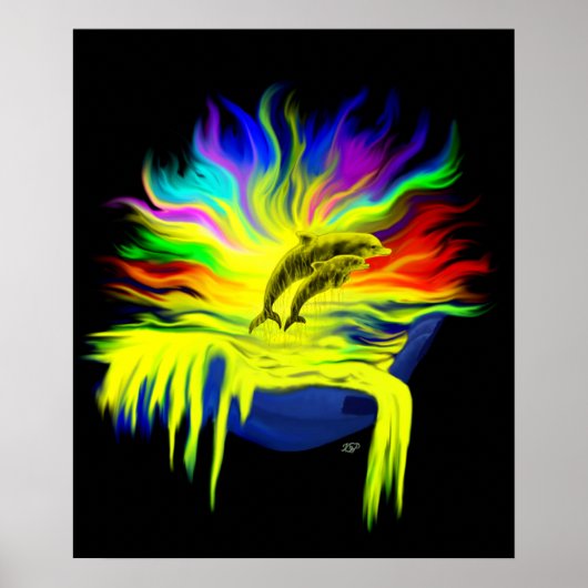 Delphine im Sonnenschein mit der Hand Poster (Vorne)