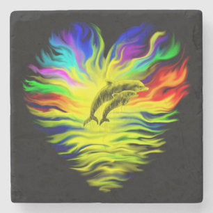 Delphine im Sonnenschein Steinuntersetzer