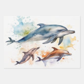 Delphine im Sonnenuntergang Wasserfarbenwelt Geschenkpapier Set (Vorderseite 2)