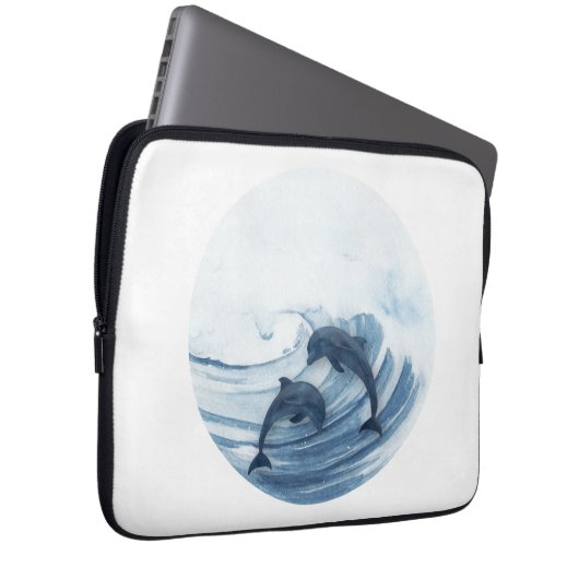 Delphine im Surfen Laptopschutzhülle (Vorne Rechts)