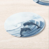 Delphine im Surfen Runder Pappuntersetzer (Angewinkelt)