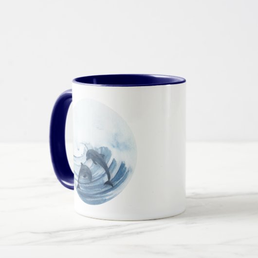 Delphine im Surfen Tasse (Vorderseite Links)