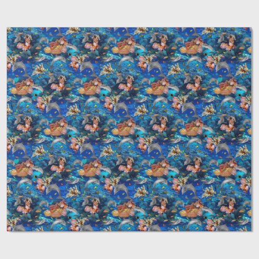 Delphine im tropischen Ozean-Korallenriff Geschenkpapier (Flach)