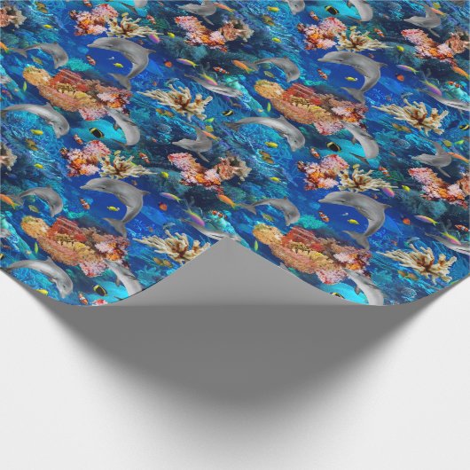 Delphine im tropischen Ozean-Korallenriff Geschenkpapier (Ecke)