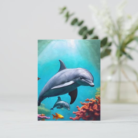 Delphine in Aquarell Flat Danke Karte (Stehend Vorderseite)