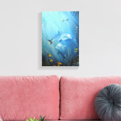 Delphine in Deep Blue Sea Oil Painting auf Leinwan Leinwanddruck (Insitu (Wohnzimmer))