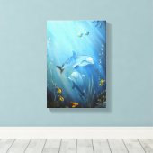 Delphine in Deep Blue Sea Oil Painting auf Leinwan Leinwanddruck (Insitu (Holzboden))