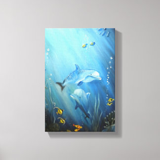 Delphine in Deep Blue Sea Oil Painting auf Leinwan Leinwanddruck